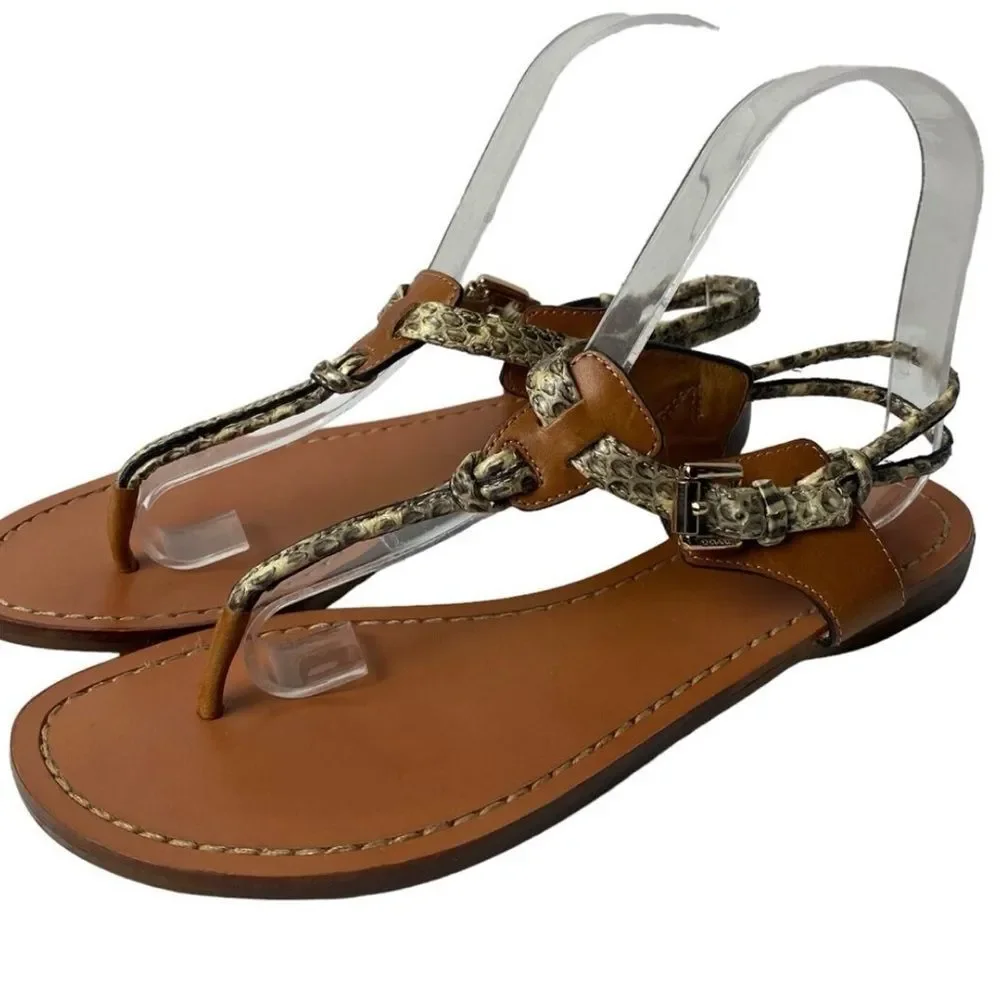 Coach Clarkson women,Snake print, Roccia Ginger thong Sandal Size 6